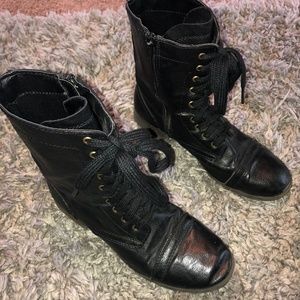 🌸Faux Leather Combat Boots